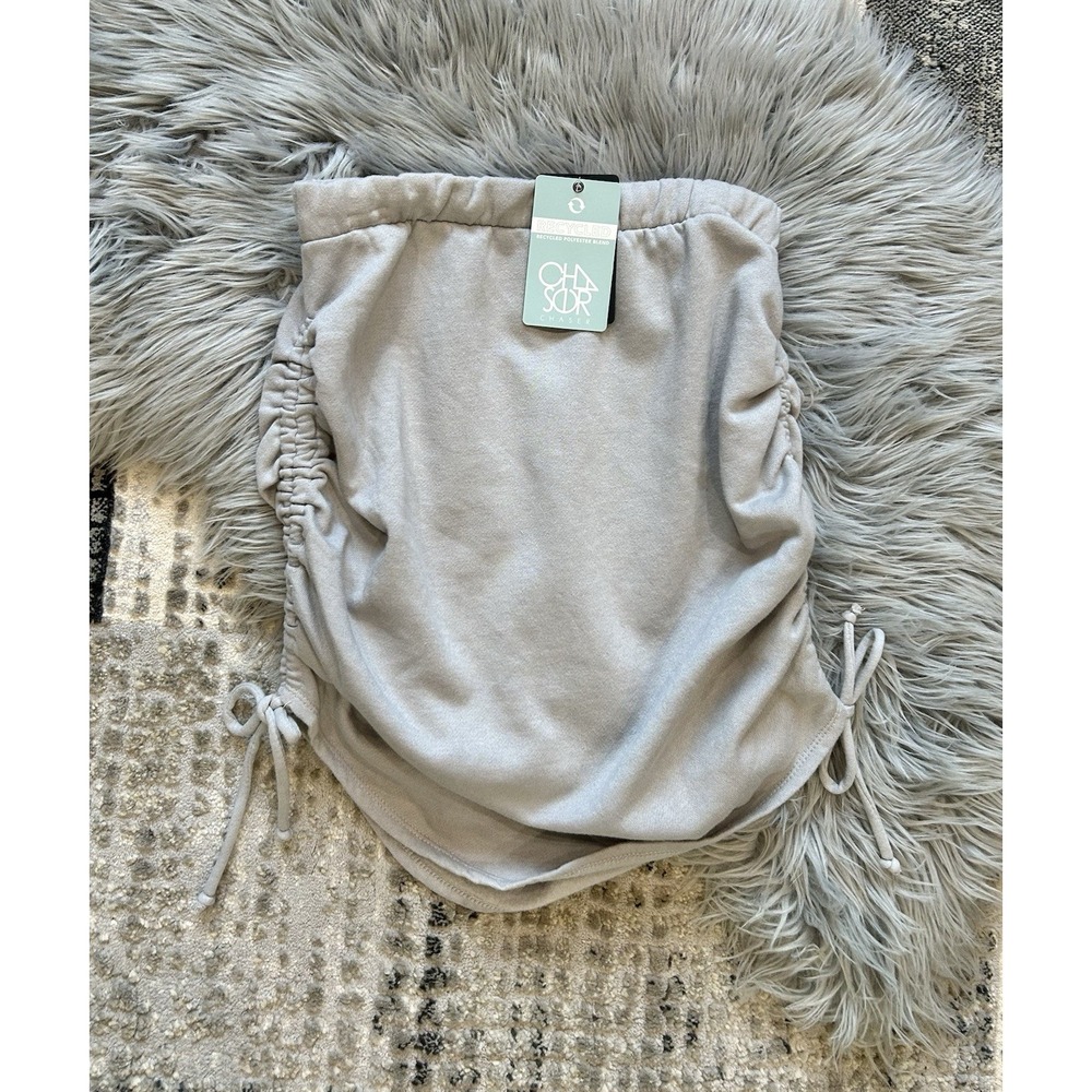 Chaser Women's Fleece Lined Side Ruched Gray Solid Pattern Skirt Size Small